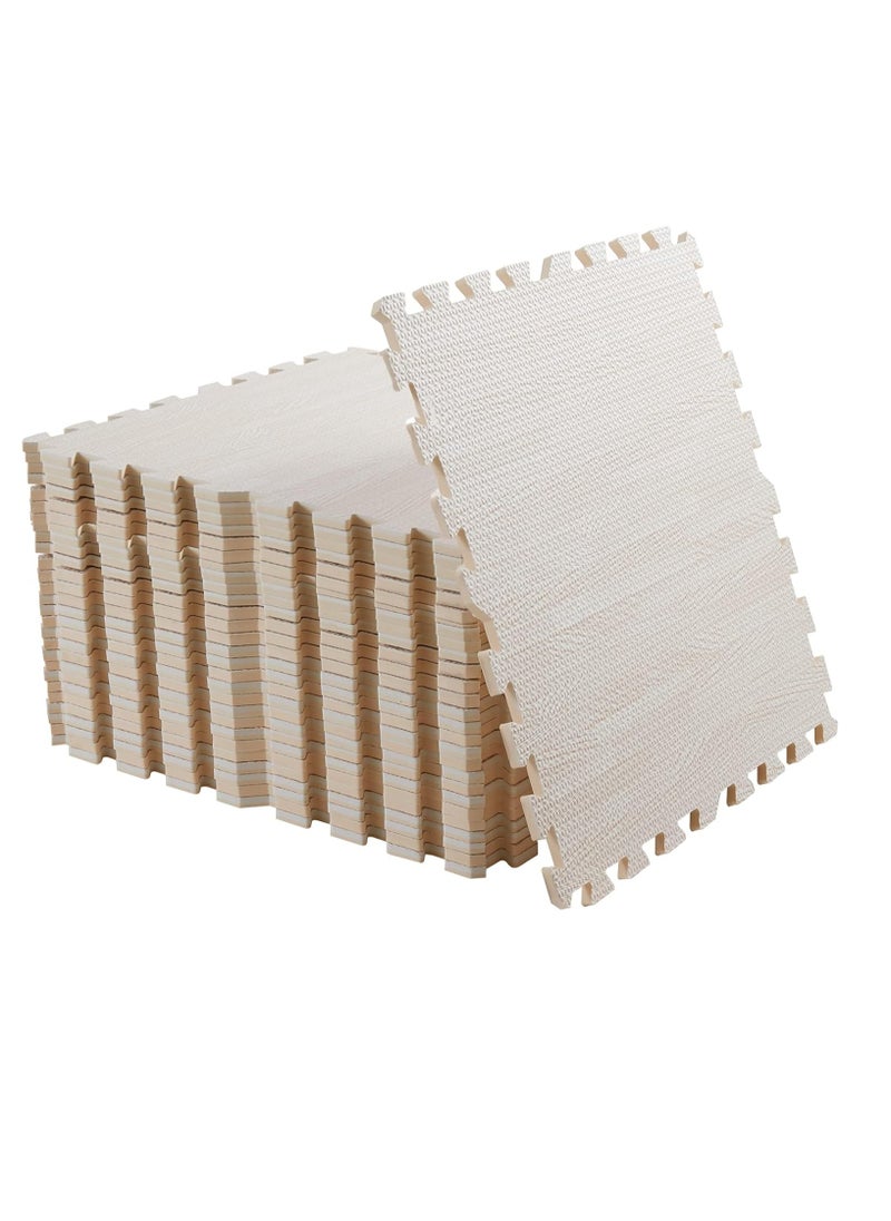 Bukela - EVA Foam Mats 10 PCS 60 x 60 x 1.2cm Wood Effect Soft Gym Home Exercise Kids Play Baby Crawling Workout Mat Garage Floor Tiles Indoor Outdoor Fitness (White) - Image 1