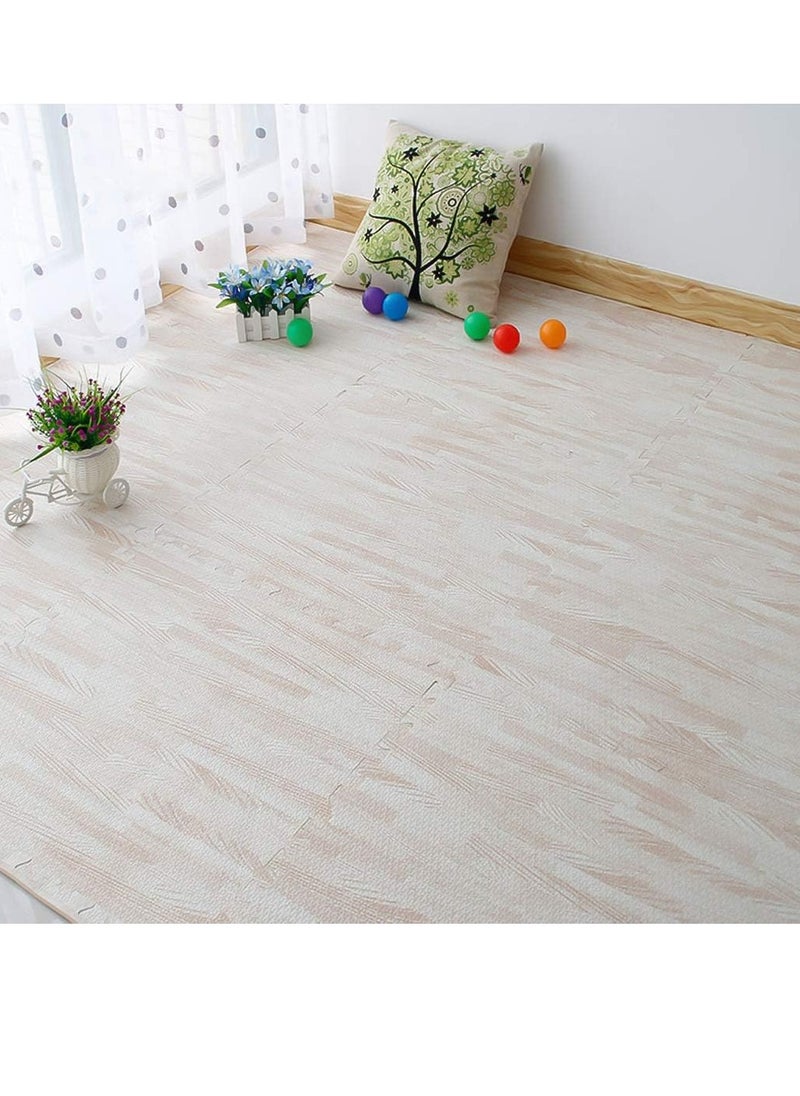 Bukela - EVA Foam Mats 10 PCS 60 x 60 x 1.2cm Wood Effect Soft Gym Home Exercise Kids Play Baby Crawling Workout Mat Garage Floor Tiles Indoor Outdoor Fitness (White) - Image 1