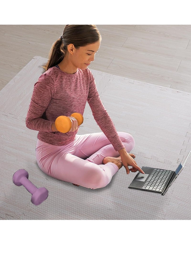 Bukela - EVA Foam Mats 10 PCS 60 x 60 x 1.2cm Wood Effect Soft Gym Home Exercise Kids Play Baby Crawling Workout Mat Garage Floor Tiles Indoor Outdoor Fitness (White) - Image 1