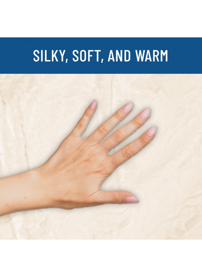Everlasting Comfort Luxury Plush Blanket - Cozy, Soft, Fuzzy Faux Fur Throw Blanket for Couch - Ideal Comfy Minky Blanket for Adults for Cold Nights (Ivory)