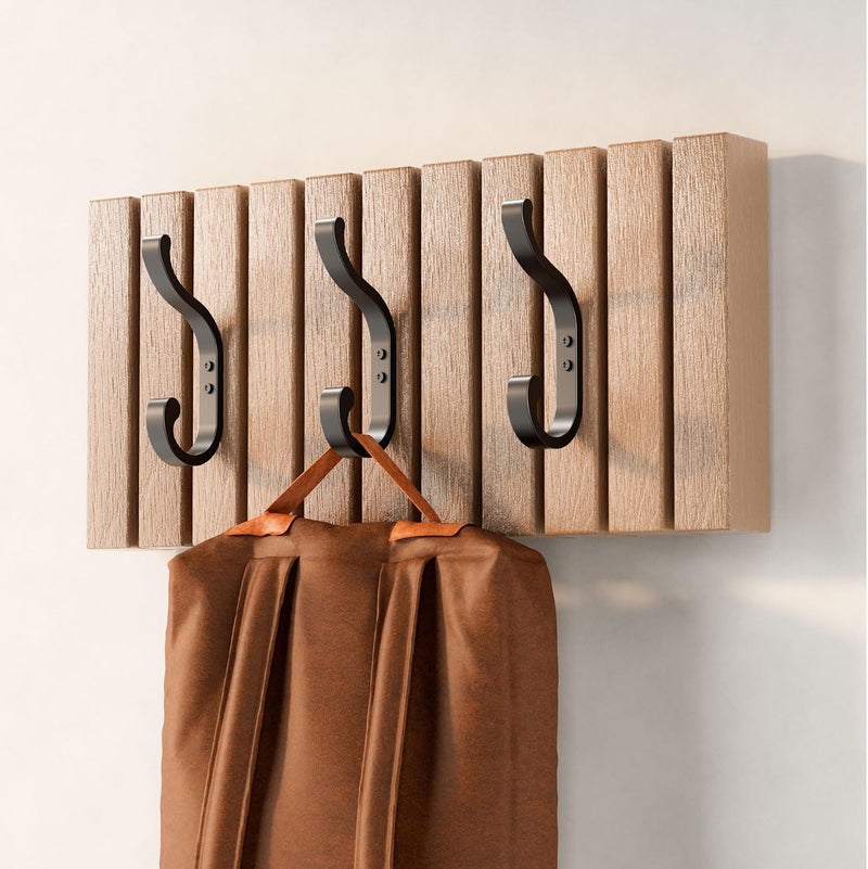 KASTWAVE Wall Mounted Coat Hooks, Strong Metal Hooks for Backpacks, Towels, Coats, Purses, Clothes, Good for Mudroom, Bathroom, Entryway, Door, Holds Up to 30 lbs (Black, 4 PCS) - Image 5