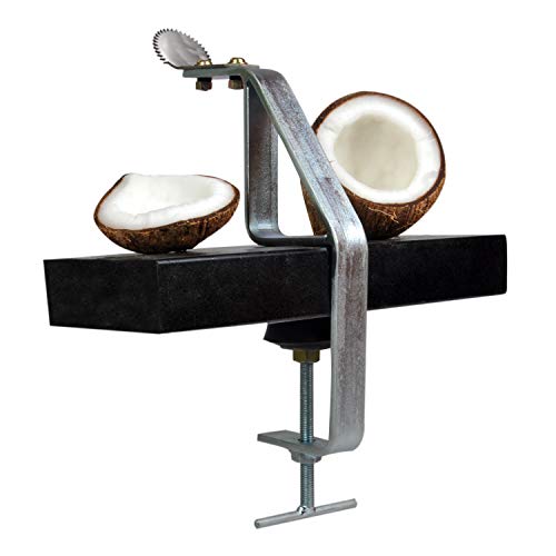 D&V ENGINEERING - Creative in innovation D&V Engineering Stainless Steel Coconut Scraper & Grater | Manual Coconut Scraping Tool with Non-Slip Rubber Bush | Safe, Sturdy Design | Fits up to 2.5-Inch Slab, Zinc-Coated Body - Image 1