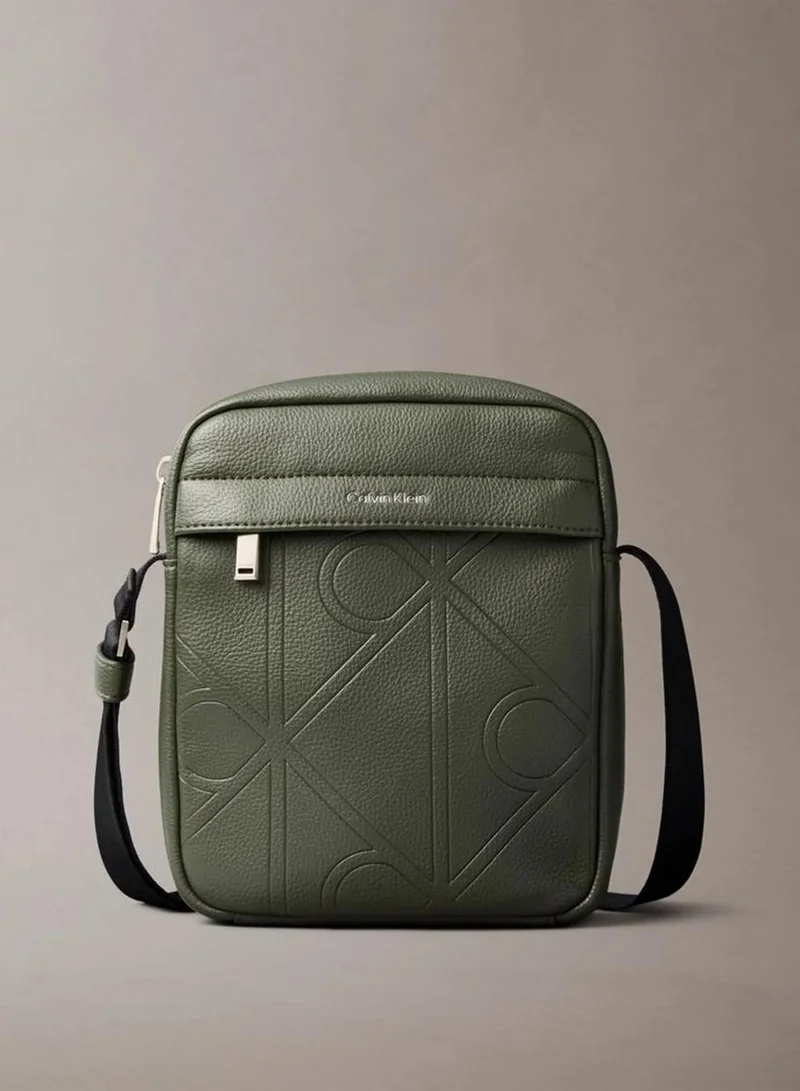 Allover Embossed Emblem Logo Reporter Bag