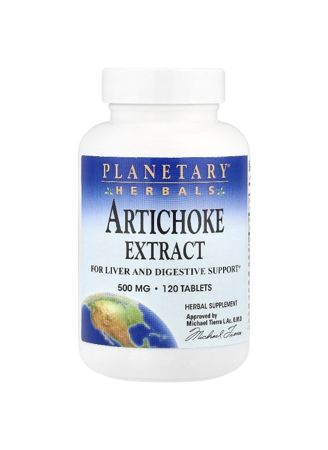 PLANETARY HERBALS Planetary Herbals, Artichoke Extract, 500 mg, 120 Tablets  - Image 1