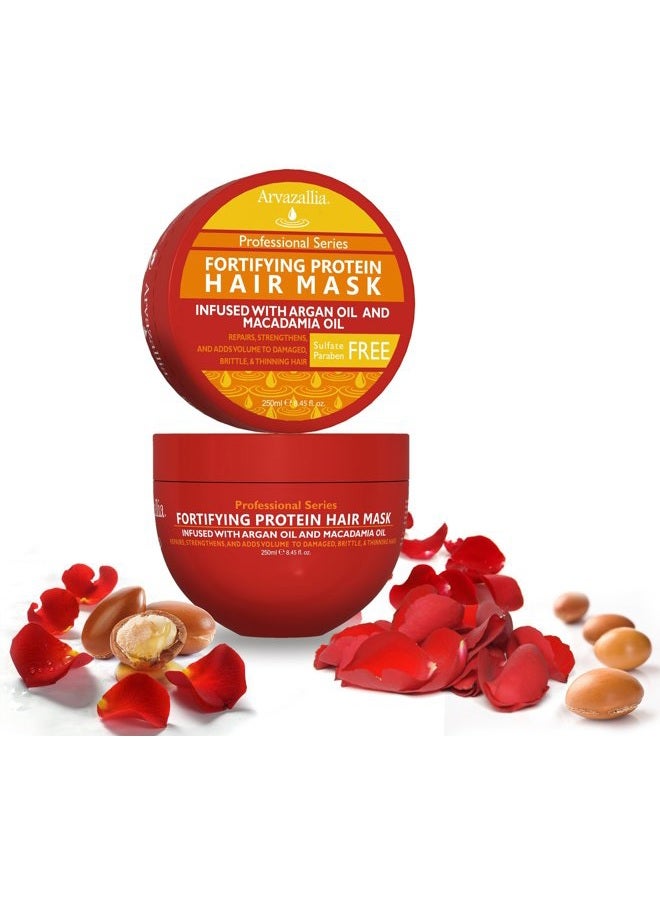 Arvazallia Fortifying Protein Hair Mask and Deep Conditioner with Argan Oil and Macadamia Oil Hair Repair Treatment for Damaged, Brittle, or Thinning Hair - Promotes Natural Hair Growth - Image 4