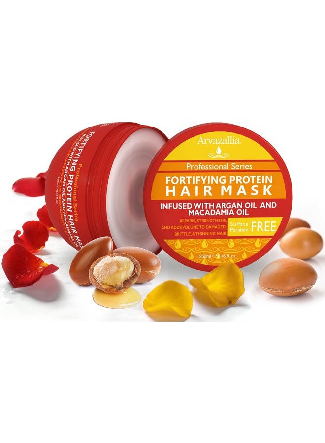Arvazallia Fortifying Protein Hair Mask and Deep Conditioner with Argan Oil and Macadamia Oil Hair Repair Treatment for Damaged, Brittle, or Thinning Hair - Promotes Natural Hair Growth - Image 2