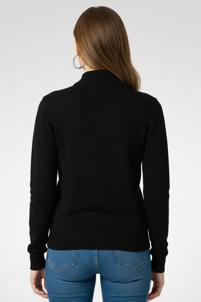 Lyle & Scott Women Mock Neck Long Sleeves Embroidered Logo Sweater, Black - Image 5