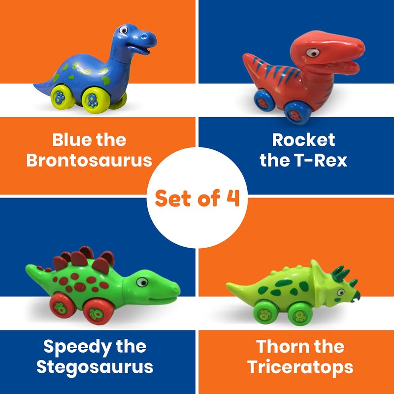 3 Bees & Me 3 Bees and Me Dinosaur Car Toys for Toddlers | Dinosaurs with Wheels 4-in-1 Pack, Fun Party Toy, Play Set for Kids | Birthday Gift for Boys and Girls - Image 3