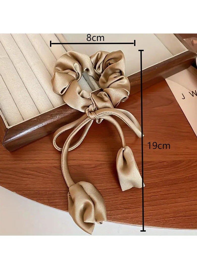 Goolsky Chic Tulip Ribbon Scrunchie with Bow - Polyester Hair Accessory, Perfect for Valentine's & New Year Gifts - Image 2