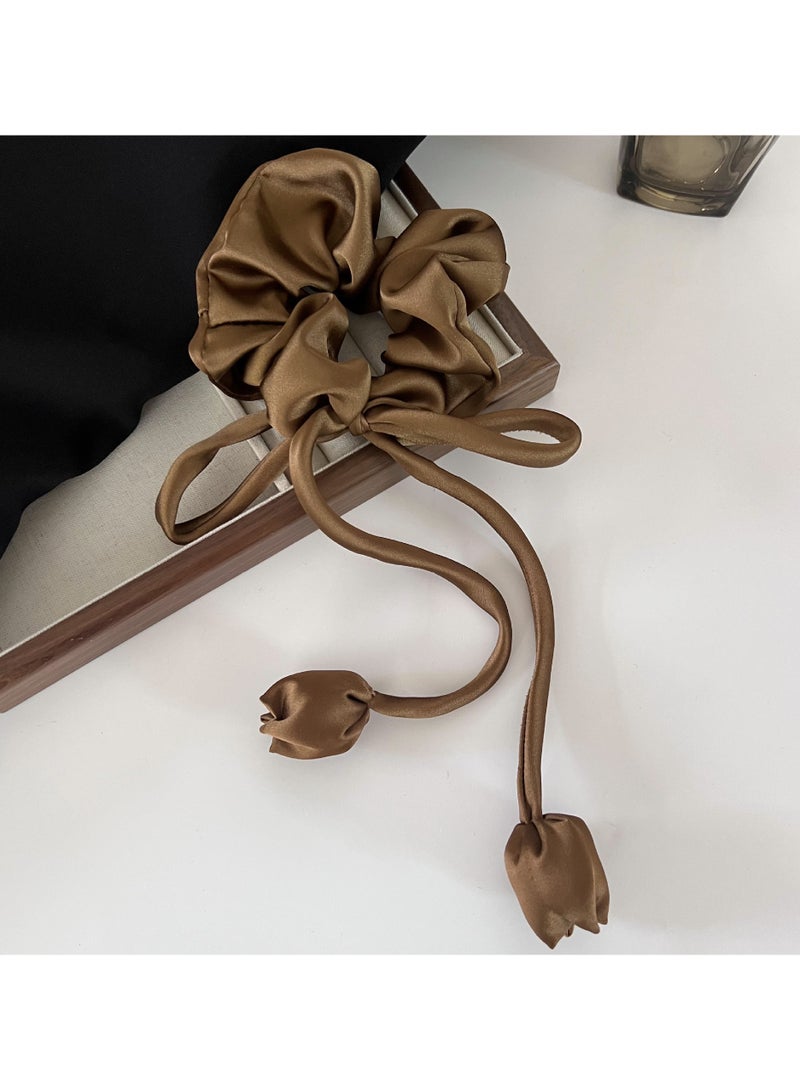 Goolsky Chic Tulip Ribbon Scrunchie with Bow - Polyester Hair Accessory, Perfect for Valentine's & New Year Gifts - Image 3