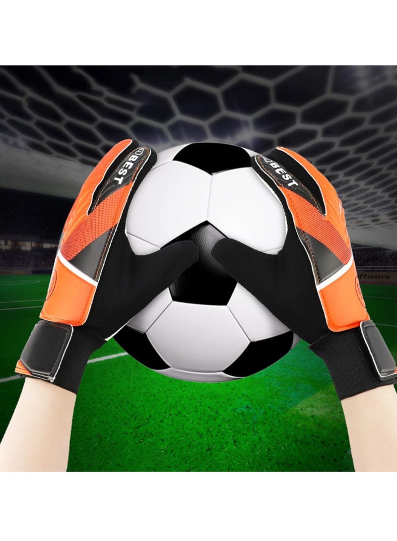 Generic Adjustable Goalkeeper Protective Equipment Gloves Adult Youth Goalkeeper Gloves Latex Anti-Collision Finger Protector Goalkeeper Gloves Hand Guard (Orange 6 Size, Suitable For Palm Length 16-17cm)  - Image 3