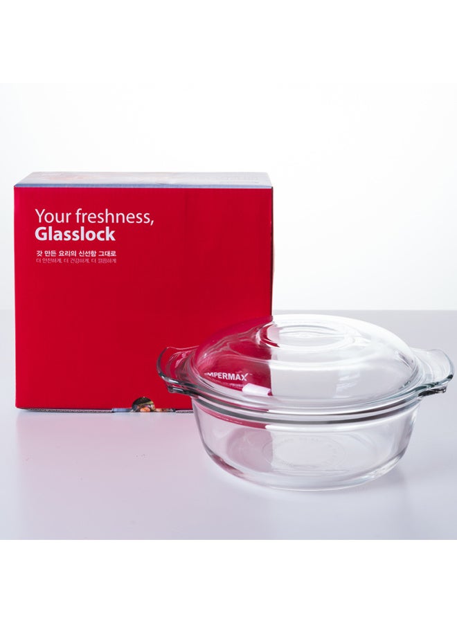 Glasslock Imported Tempered Glass Bowl With Lid, Microwave-safe, Heat-resistant, Large Salad Bowl, Transparent Double-handled Soup Bowl, Tableware, 1030ml - Image 5