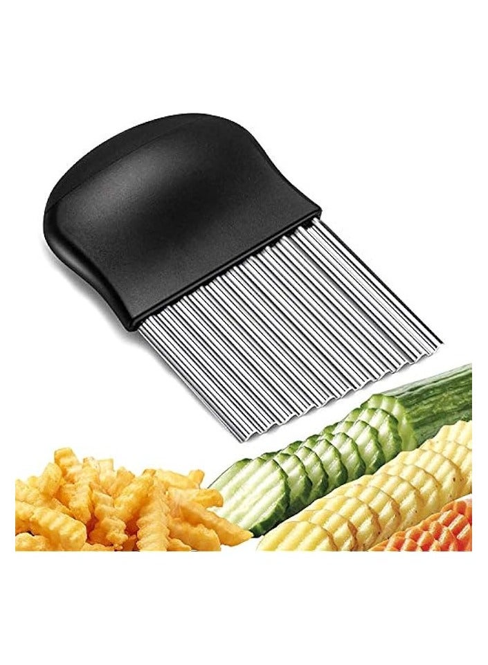 erorex Stainless Steel Crinkle Cutter Potato Chips Cutter Vegetable Wavy Blade Cutter French Fries Chips Chopping Knives for Chopping Potato Vegetable Fruit  - Image 1