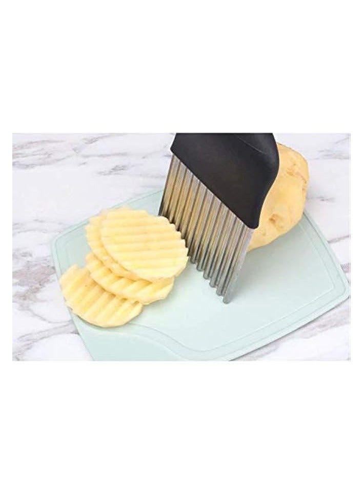 erorex Stainless Steel Crinkle Cutter Potato Chips Cutter Vegetable Wavy Blade Cutter French Fries Chips Chopping Knives for Chopping Potato Vegetable Fruit  - Image 2