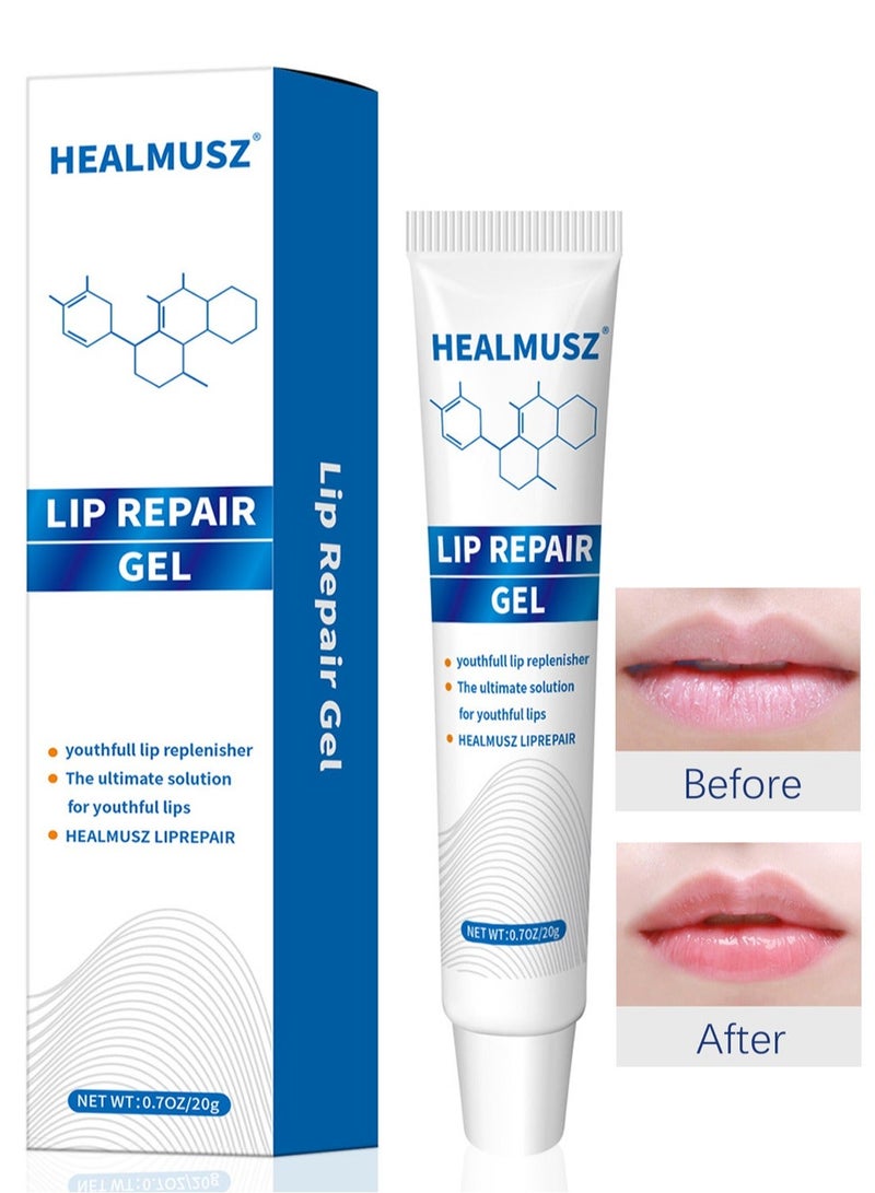 HEALMUSZ جل إصلاح الشفاه مرطب عميق مرطب ومصلح مضاد للجفاف ومشرق كمادات باردة مرطب شفاه آمن لاستعادة حماية الشفاه وتلاشي الخطوط وتحسين لون الشفاه وإصلاح التهاب الشفاه 20 جرام - Image 1