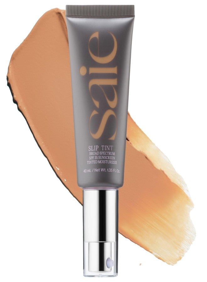 Saie Slip Tint Tinted Moisturizer with SPF 35 - Light Coverage, Glowy Skin Tint & Mineral Sunscreen for Face with Hydrating Hyaluronic Acid - Summer Makeup Essential - Shade Four + Half (1.35 oz) - Image 1
