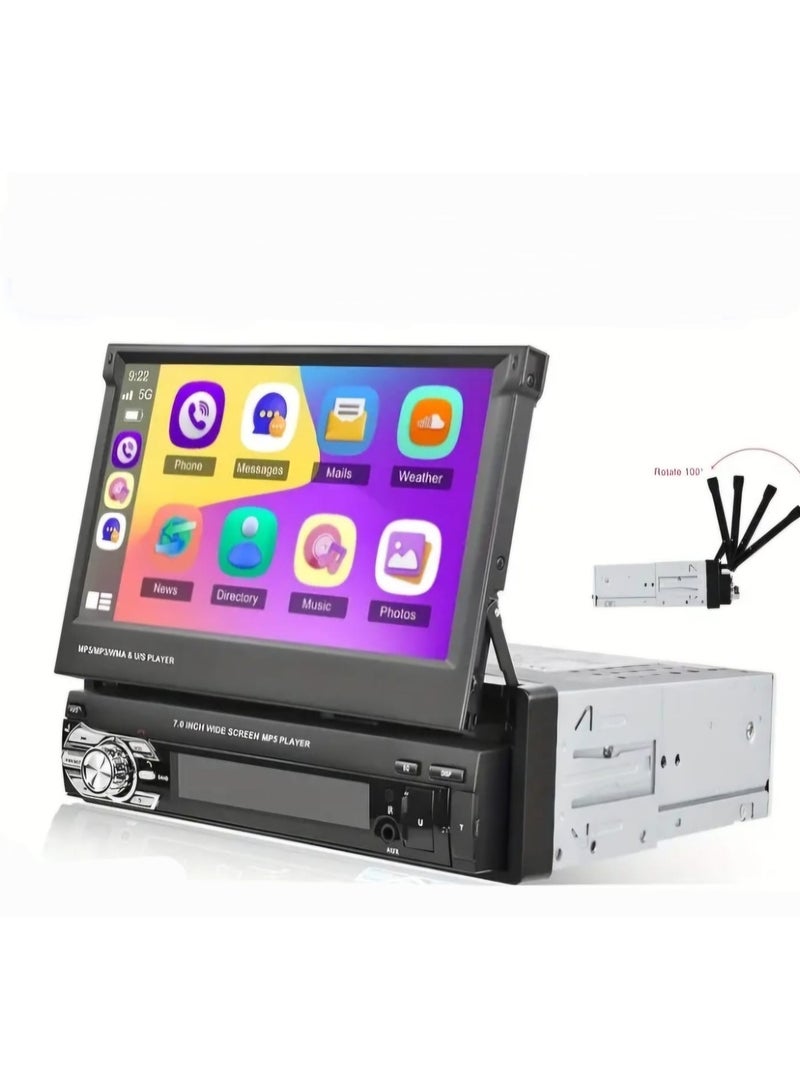 smart one SMART ONE 1DIN 17.78cm HD Car Stereo Radio Retractable Monitor Wired CarPlay Android Auto D-Play AutoRadio Universal Car MP5 Player with FM Radio Receiver Support Mirror-link TF/USB Rear View Camera  - Image 1