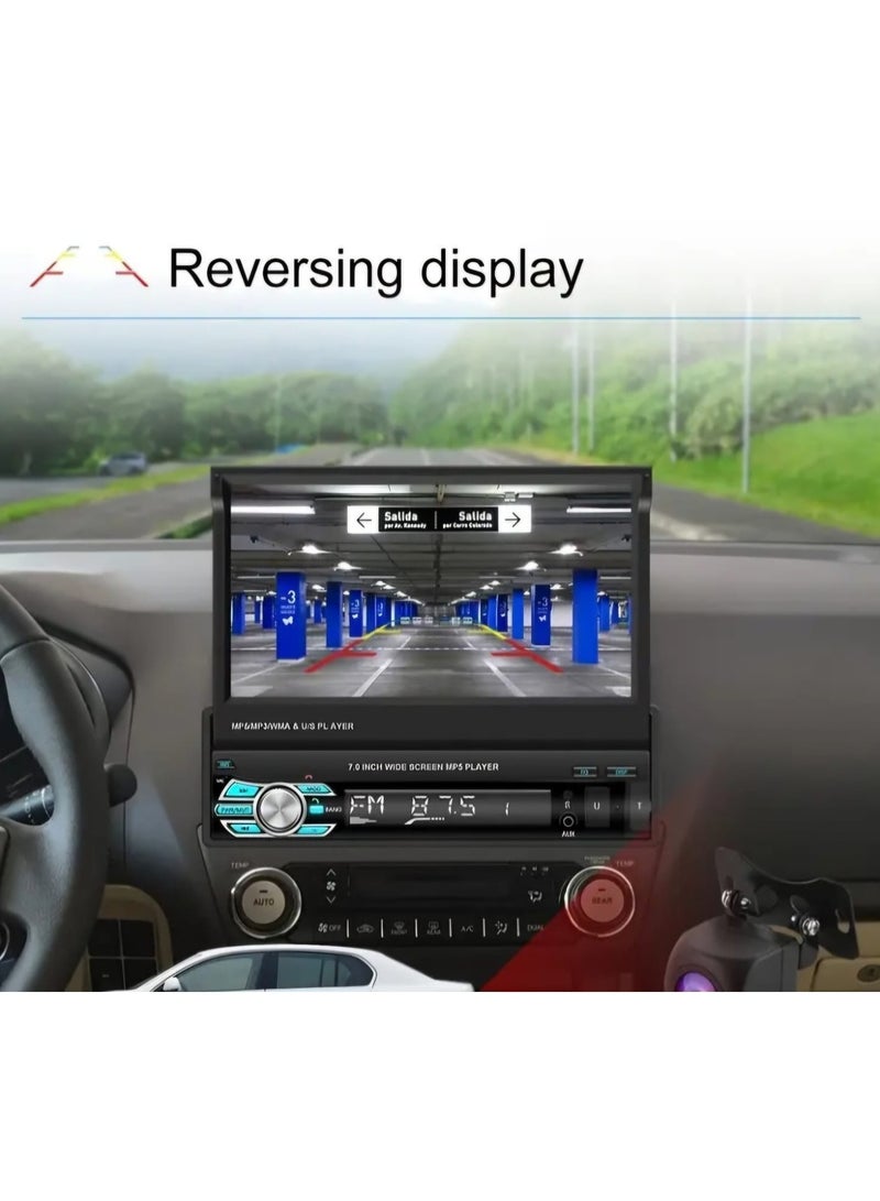 smart one SMART ONE 1DIN 17.78cm HD Car Stereo Radio Retractable Monitor Wired CarPlay Android Auto D-Play AutoRadio Universal Car MP5 Player with FM Radio Receiver Support Mirror-link TF/USB Rear View Camera  - Image 4
