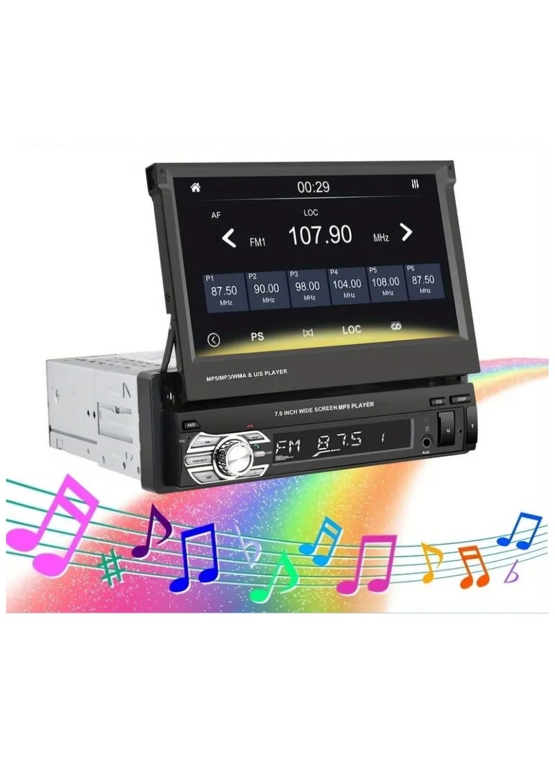 smart one SMART ONE 1DIN 17.78cm HD Car Stereo Radio Retractable Monitor Wired CarPlay Android Auto D-Play AutoRadio Universal Car MP5 Player with FM Radio Receiver Support Mirror-link TF/USB Rear View Camera  - Image 5