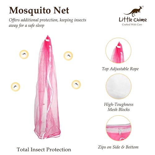 Little Chime New Born Baby Window Cradle Hanger with Spring Set,Mosquito Protection Net and Cotton Cloth-Baby Hanging Swing Cradle(Pink) - Image 4