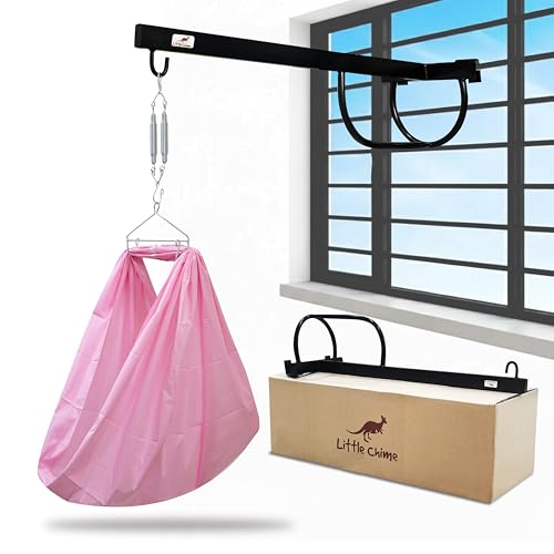Little Chime New Born Baby Window Cradle Hanger with Spring Set,Mosquito Protection Net and Cotton Cloth-Baby Hanging Swing Cradle(Pink) - Image 1