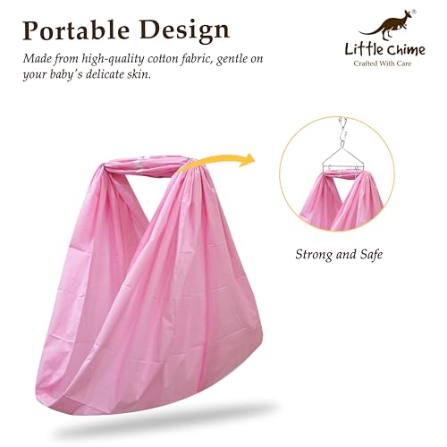 Little Chime New Born Baby Window Cradle Hanger with Spring Set,Mosquito Protection Net and Cotton Cloth-Baby Hanging Swing Cradle(Pink) - Image 3