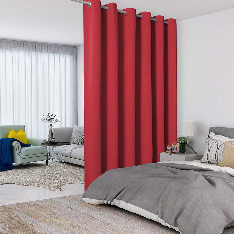 LORDTEX Red Room Divider Curtain - Total Soundproofing - For Living Room, Bedroom, Terrace - 1 Panel - 12.5ft Wide x 9ft Tall - Image 1