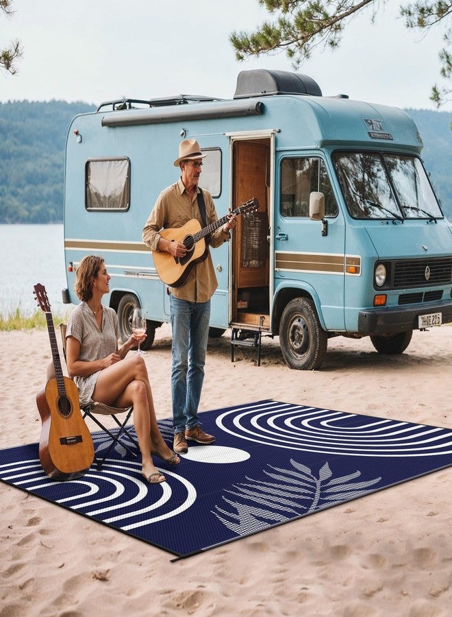 GENIMO سجادة جينيمو الخارجية المقاومة للماء، مقاس 6 × 9 أقدام، مثالية لتنظيف الفناء، قابلة للاستخدام على الوجهين، مصنوعة من قش بلاستيكي خفيف الوزن، مناسبة للتخييم، مناسبة للأماكن الكبيرة مثل السيارات الترفيهية، والحدائق الخلفية، والشرفات، والباحات، والنزهات، والشرفات، متوفرة بألوان الأزرق والأبيض. - Image 5