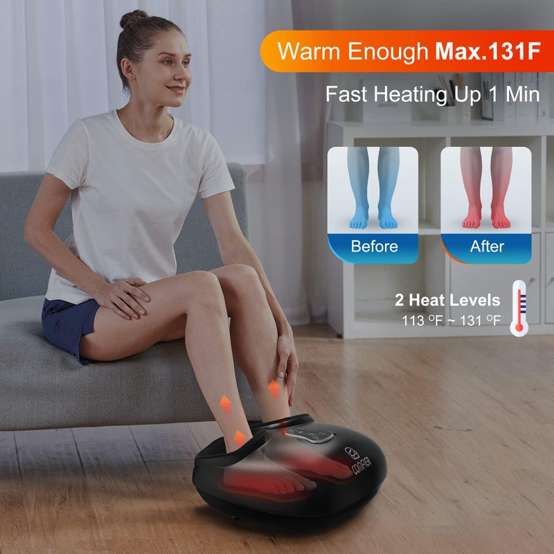 COMFIER Shiatsu Foot Massager with Heat,Vibration,Rolling Compression,FSA Eligible Feet Massager Machine for Plantar Fasciitis,Neuropathy Pain, Fits Size up to 13â€œ,Christmas Gifts for Women,Men,HSA - Image 3