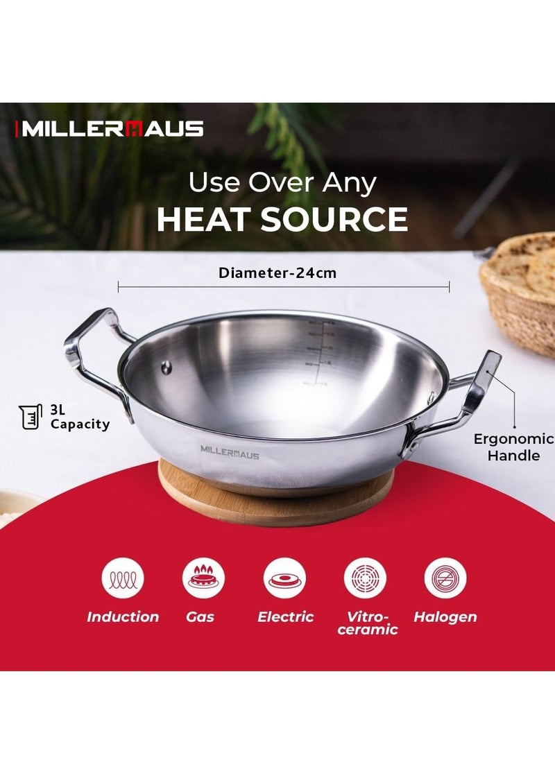 MILLERHAUS TRIPLY KADAI WITH LID 26 CM  - Image 2