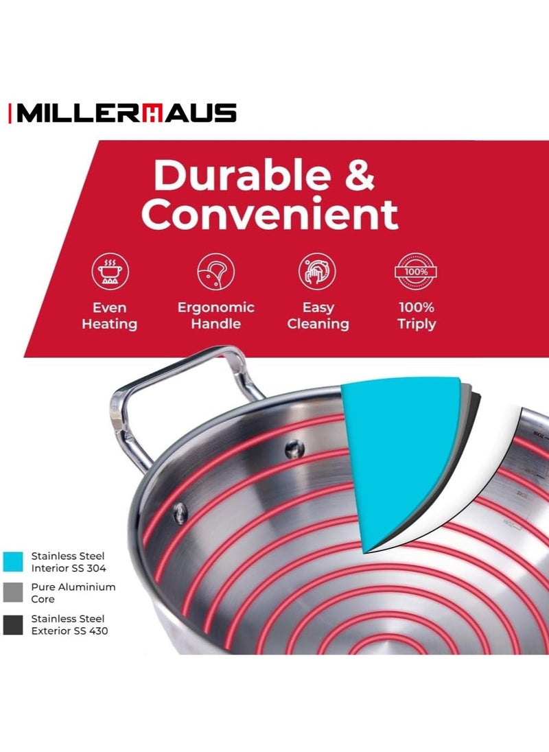 MILLERHAUS TRIPLY KADAI WITH LID 26 CM  - Image 4