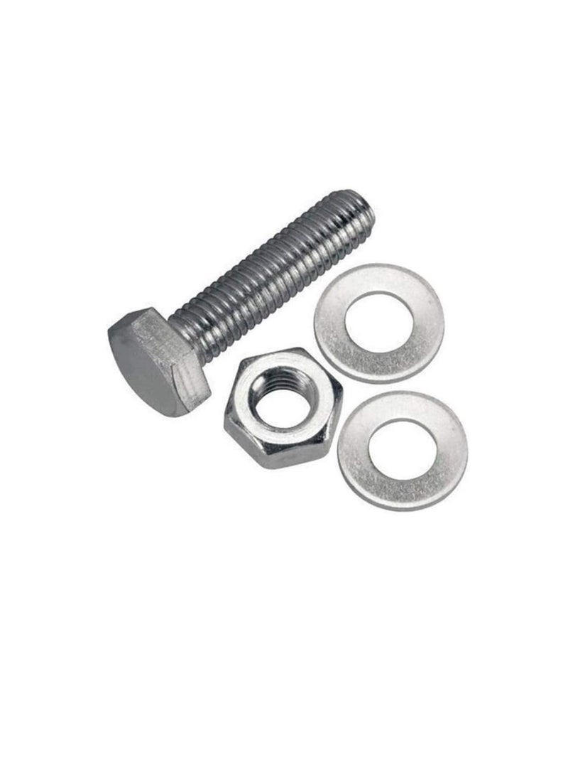 Generic - 12 pcs Hex Head Screw Bolts Nuts & Washers Fully Thread GI Plain Finish Bolt Set. (10, 40MM) - Image 1