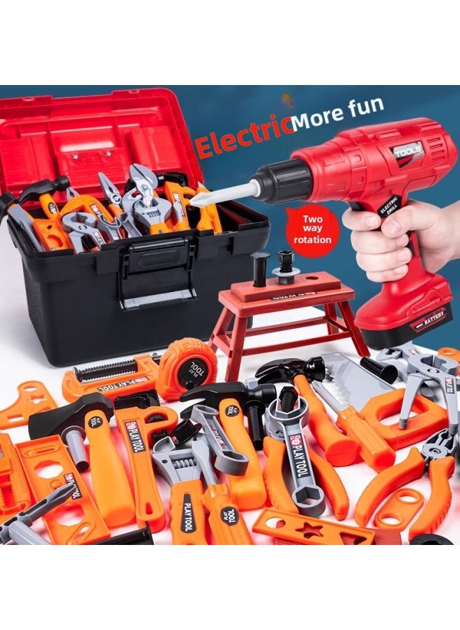 Children's Educational Toys 4 Years Old 6 Kindergarten 5 Early Education 7 Little Boy Baby Four Five Six Years Old Boy Birthday Gift-Color:[Full Toolbox] 68 Pieces Of Electric Drill Tools + Work Clothes  - Image 2