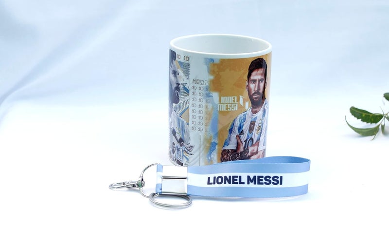 SMIZE Messi Football Sports Theme Ceramic Coffee Mug with Nylon KeychainPrinted MugKeyringMugs Ideal for Wedding GiftBirthday Gift to Best FriendMicrowave Safe - Image 4