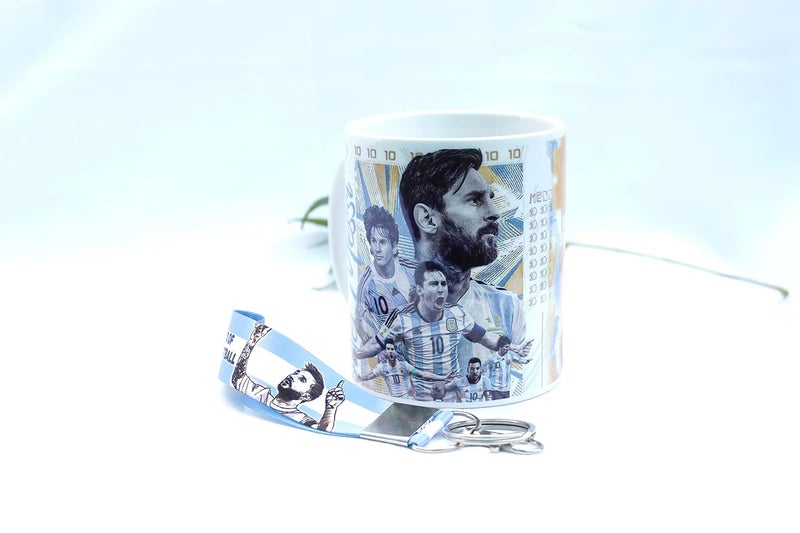 SMIZE Messi Football Sports Theme Ceramic Coffee Mug with Nylon KeychainPrinted MugKeyringMugs Ideal for Wedding GiftBirthday Gift to Best FriendMicrowave Safe - Image 3