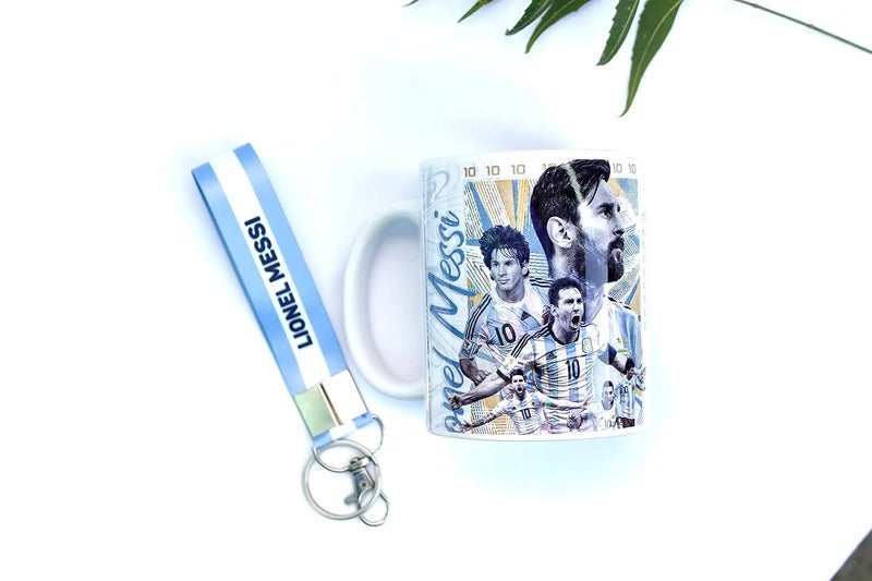 SMIZE Messi Football Sports Theme Ceramic Coffee Mug with Nylon KeychainPrinted MugKeyringMugs Ideal for Wedding GiftBirthday Gift to Best FriendMicrowave Safe - Image 2