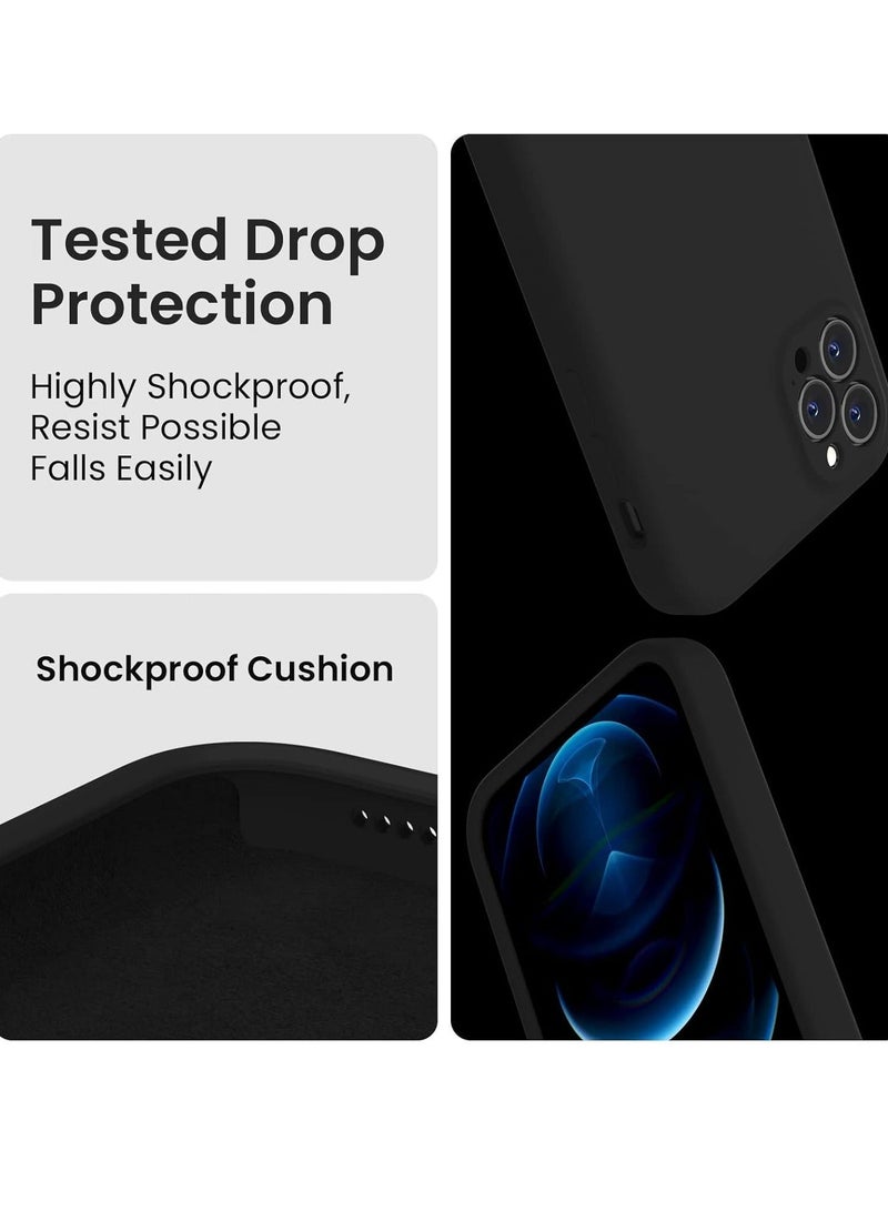 MUNTAQI Upgraded Silicone Case for iPhone 12 Pro - Black, Enhanced Camera Protection, Soft Anti-Scratch Microfiber Lining, 6.1 Inch - Image 4