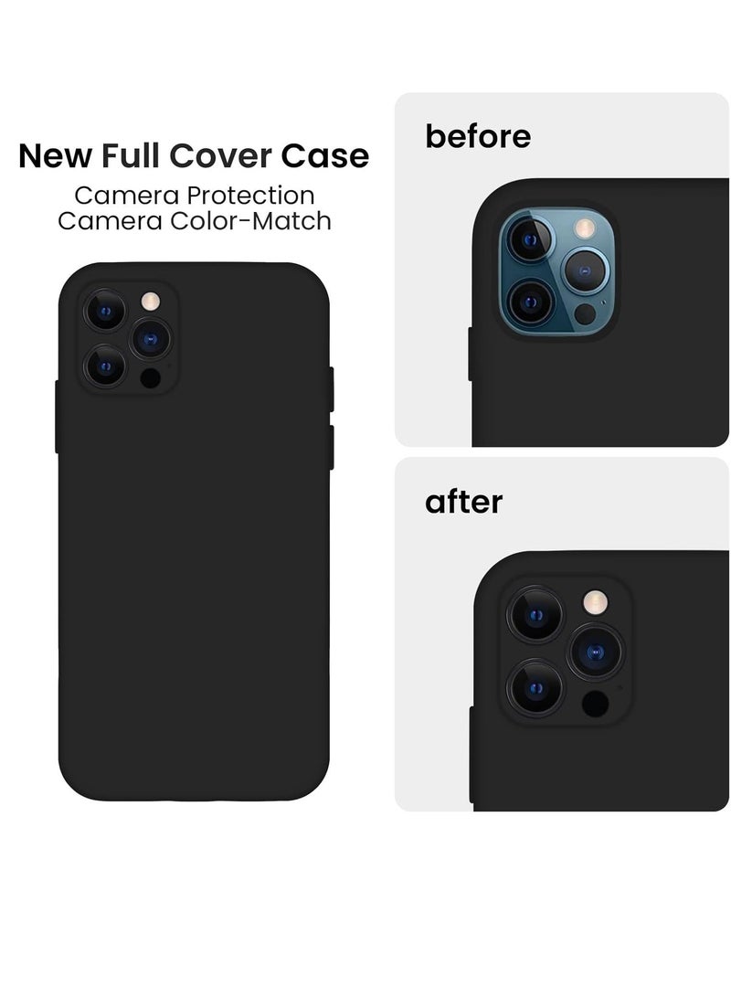 MUNTAQI Upgraded Silicone Case for iPhone 12 Pro - Black, Enhanced Camera Protection, Soft Anti-Scratch Microfiber Lining, 6.1 Inch - Image 3