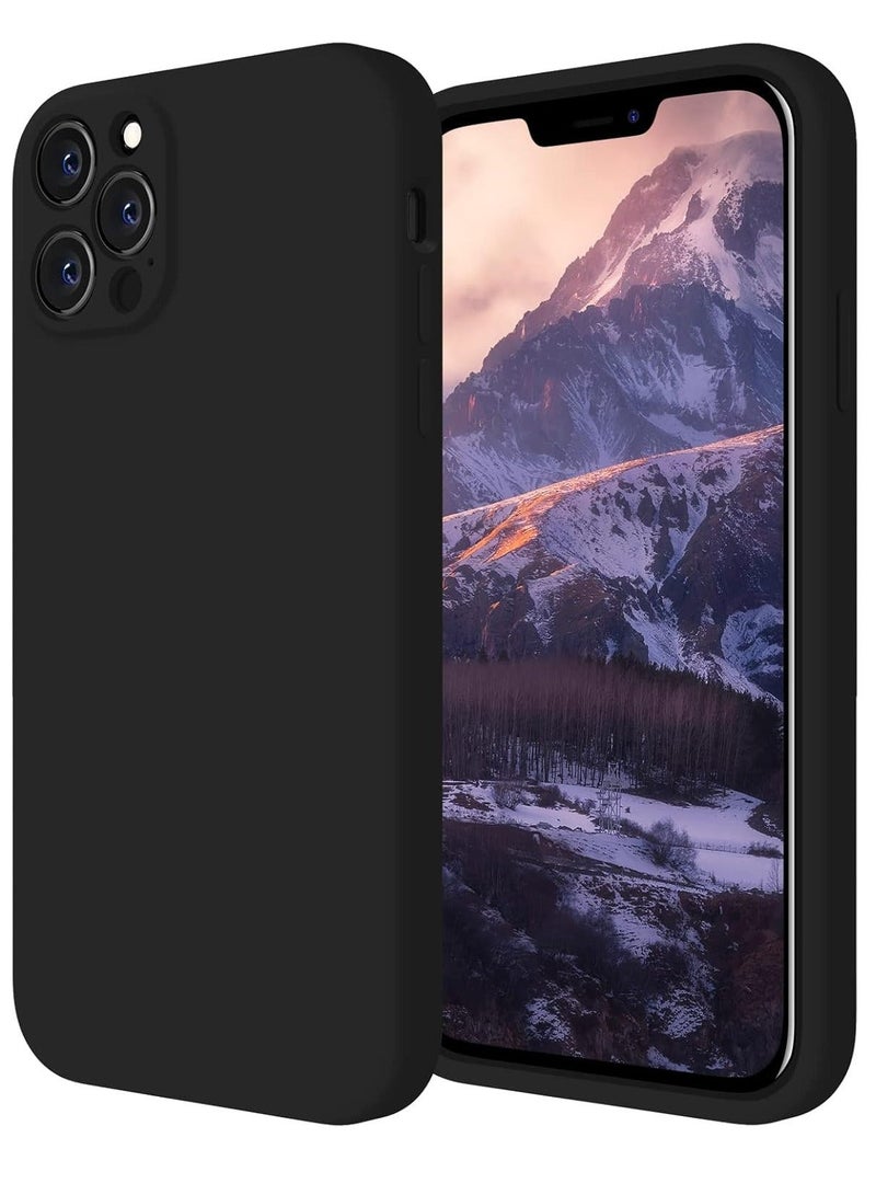 MUNTAQI Upgraded Silicone Case for iPhone 12 Pro - Black, Enhanced Camera Protection, Soft Anti-Scratch Microfiber Lining, 6.1 Inch - Image 1