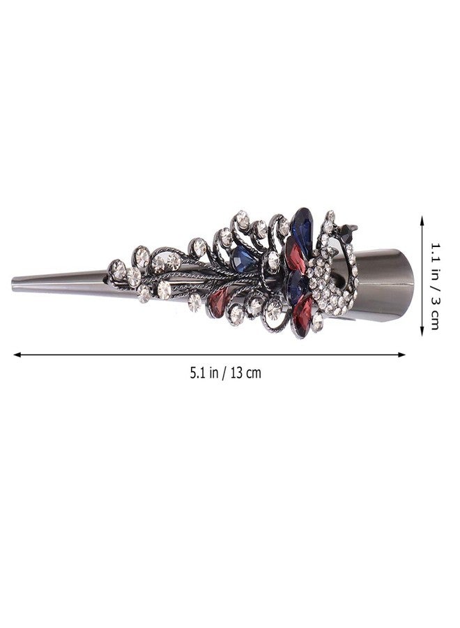 Lurrose Metal Duckbill Sectioning Clips Vintage Rhinestone Alligator Clips Non- slip Bronze Hair Barrettes for Women - Image 4