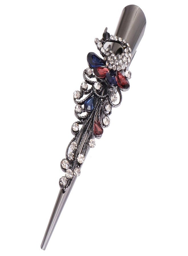 Lurrose Metal Duckbill Sectioning Clips Vintage Rhinestone Alligator Clips Non- slip Bronze Hair Barrettes for Women - Image 1