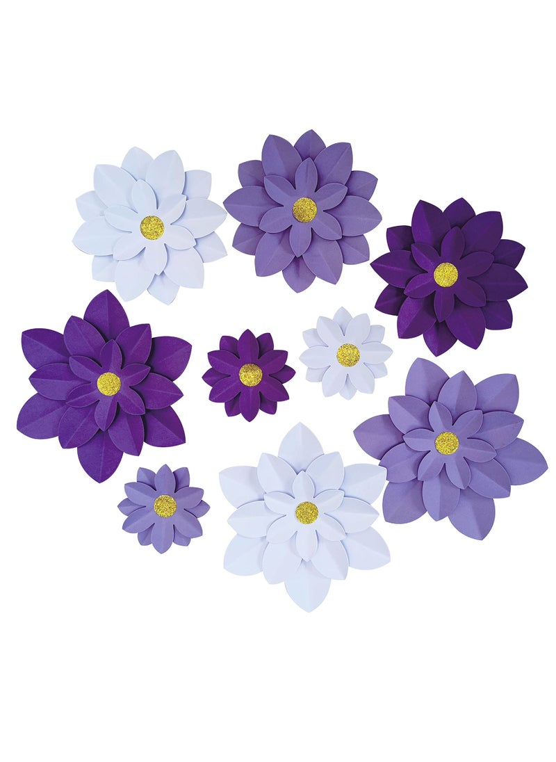 Mybbshower Mybbshower Paper Flower Decor 106 DIY Paper Floral Backdrop Nursery Decor Paper Flower Decor Pack of 9 Purple 