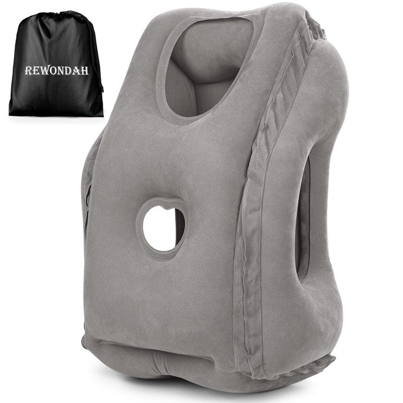 Rewondah Inflatable Travel Pillows for Airplanes Airplane Pillow for Long Flight Travel Plane Pillow for Airplanes Sleep Support Blow up Flight Pillow for Long Flights to Avoid Neck Pain