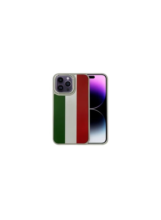 CATANES (for iPhone 14 Pro) Case, Hard PC Case, Shockproof Protective Case Cover / Italy Flag - Side Natural Titanium - Image 1