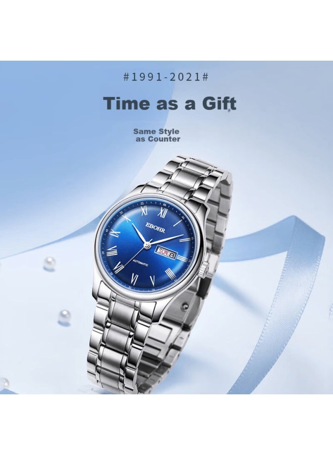 Ebohr Men's Automatic Mechanical Watch With Calendar, Stainless Steel Band, National Brand Couple's Gift For Birthday, Christmas, Valentine's Day - Image 2