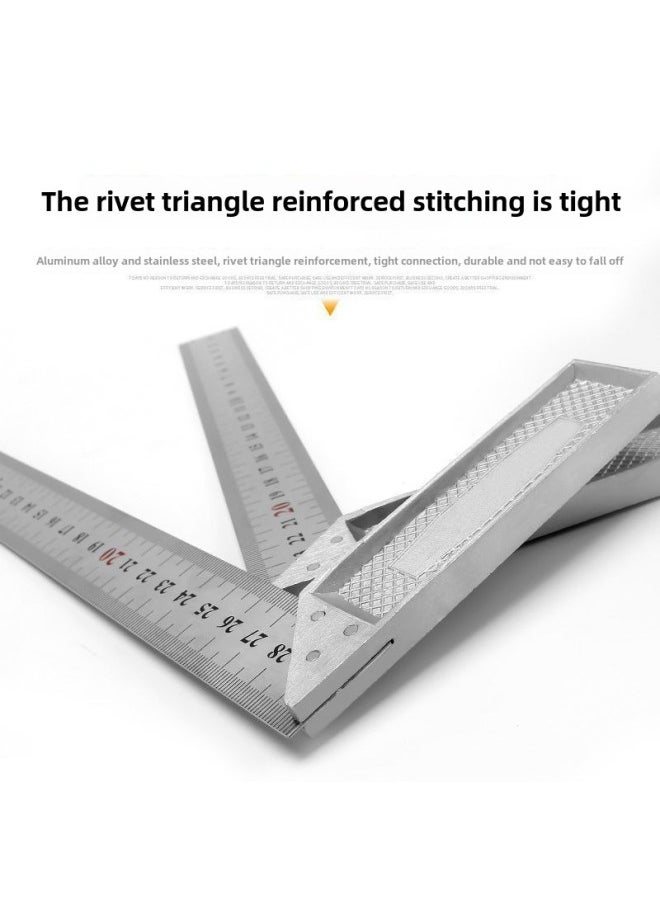 Generic - Stainless Steel Angle Ruler Horizontal Straight Angle Ruler 90 Degree Measuring Turning Ruler Triangle Ruler Woodworking Ruler Multifunctional Angle Ruler Steel Ruler-Model:Triangular Ruler 15cm - Image 1