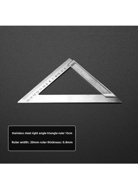 Stainless Steel Angle Ruler Horizontal Straight Angle Ruler 90 Degree Measuring Turning Ruler Triangle Ruler Woodworking Ruler Multifunctional Angle Ruler Steel Ruler-Model:Triangular Ruler 15cm