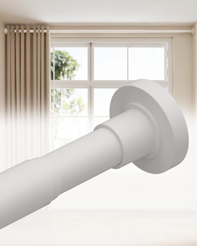 ALLZONE Tension Curtain Rods for Windows 66 to 120 Inch White Curtain Rods No Drilling Heavy Duty Extra Long Tension Rod for curtains Outdoor Curtains Rod for Patio Bedroom