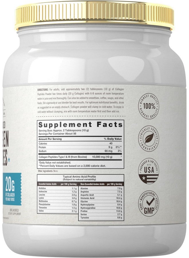 Carlyle Grass Fed Collagen Peptides Powder 20oz | Unflavored | Pasture Raised | Types I & III | 20g of Collagen Per Daily Dose | Non-GMO, Gluten Free | by Herbage Farmstead - Image 2