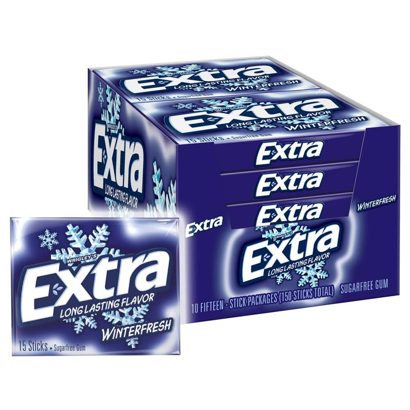 EXTRA Gum Winterfresh Sugar Free Chewing Gum Bulk Pack 15 Stick 10 Pack - Image 3